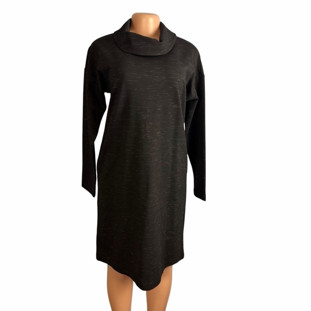 J Jill Wearever Collection Black Cowl Neck Shift Knit Dress